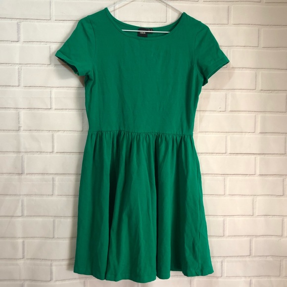 ASOS Dresses & Skirts - ASOS Green Solid Short Sleeve Babydoll Mini Dress